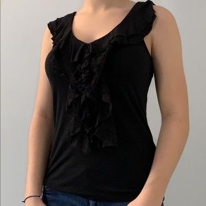 Black ruffled tank top
